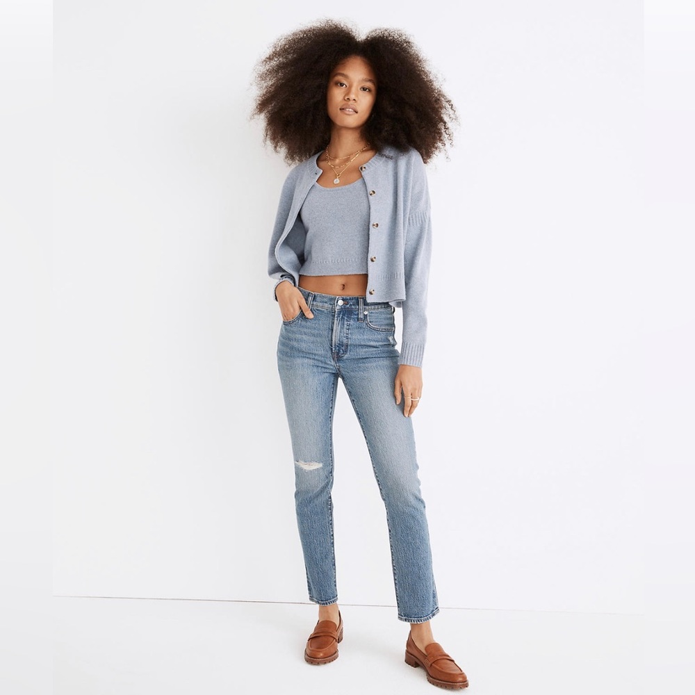 The Mid-Rise Perfect Vintage Jean in Ainsdale Wash: Knee-Rip Edition